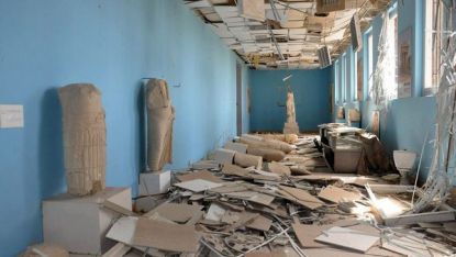 Вътрешността на националния музей в Палмира след изтласкването на джихадистите от града