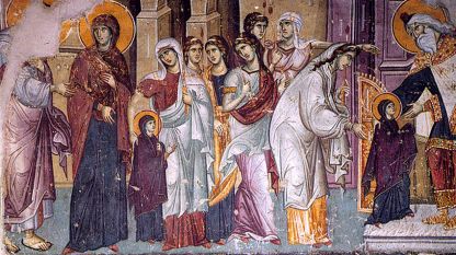 Εισόδια της Θεοτόκου, τοιχογραφία της Μονής Υπαπαντής