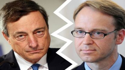 Марио Драги от ЕЦБ и Йенс Вайдман от Бундесбанк