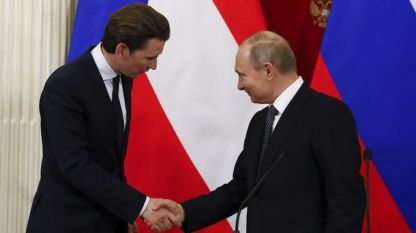 Австрийският канцлер Себастиян Курц и руският президент Владимир Путин
