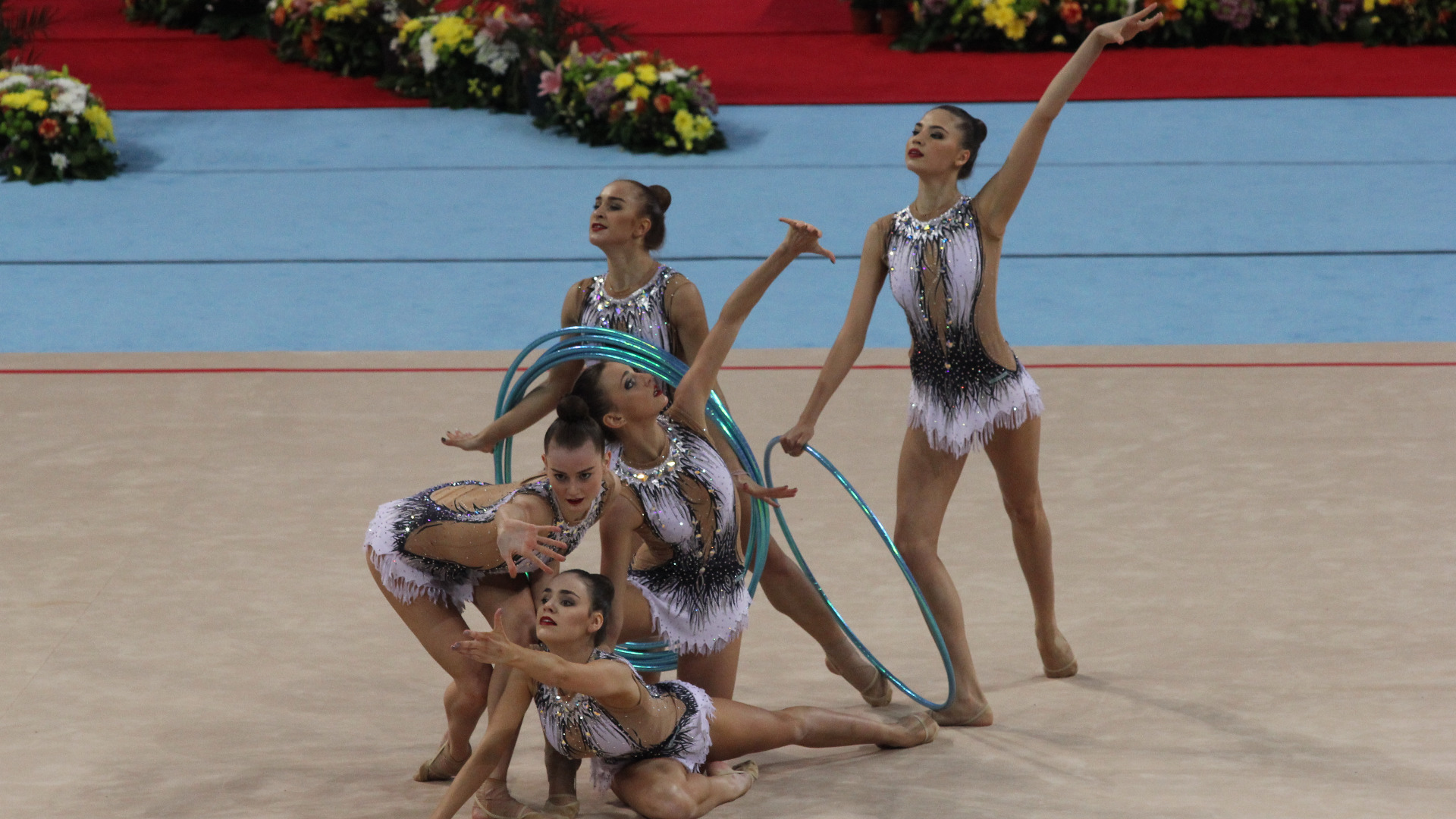 Bulgarian Rhythmic Gymnastics Group Team Wins Silver Medal At Five Hoops At Rhythmic Gymnastics 