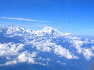 Връх Еверест, сниман от самолета.