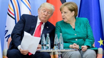 Доналд Тръмп и Ангела Меркел на Г-20 в Хамбург