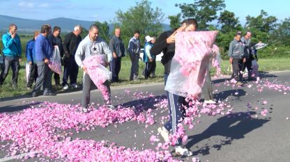 Розопроизводители от Казанлък протестираха днес срещу ниските изкупни цени на розовия цвят.