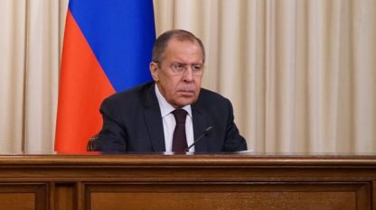 Руският външен министър Сергей Лавров по време на пресконференцията в Москва в понеделник.