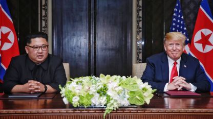 Доналд Тръмп и Ким Чен-ун на първата им среща през юни 2018 г. в Сингапур