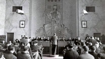 Први састав Народног суда у Софији за време седнице. Децембар 1944.