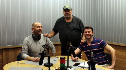 Андрея Брунело, Александър Михайлов и Димитър Узунов (отляво надясно) в студиото на програма „Христо Ботев“.