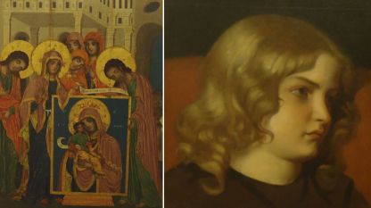 Ζογκράφ Δαμασκηνός από την Ελένα – Άγιος Λουκάς παρουσιάζει την εικόνα της Παναγίας, και Νικολάι Πάβλοβιτς – Πορτρέτο κοριτσιού