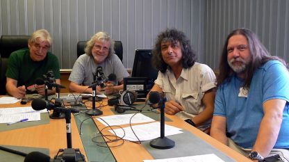 Димитър Бежански, Любомир Методиев, Росен Мирчев и Явор Парашкевов (отляво надясно) в студиото на програма „Христо Ботев“