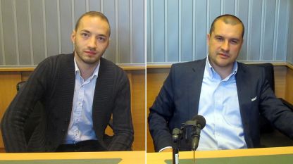 Димитър Ганев (вляво) и Калоян Методиев в студиото на програма „Христо Ботев“