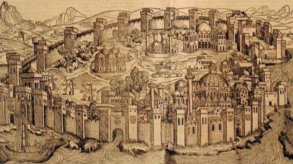 Карта на Константинопол от 15 в. (фрагмент)