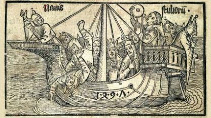 „Корабът на глупците“, гравюра на Албрехт Дюрер на заглавната страница на поемата на Брант
