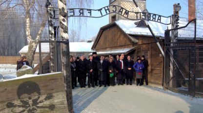 Делегация на израелския Кнесет посети бившия германски нацистки концентрационен лагер Аушвиц-Биркенау, за да отбележи 69-ата годишнина от освобождението на концлагеристите от фашистките власти и Международния възпоменателен ден на Холокоста