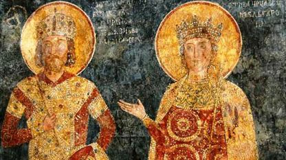 Цар Константин Тих–Асен (1257–1277) и царица Ирина – стенопис от Боянската църква