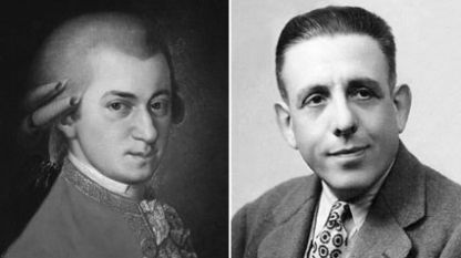 Моцарт (вляво) и Пуленк
