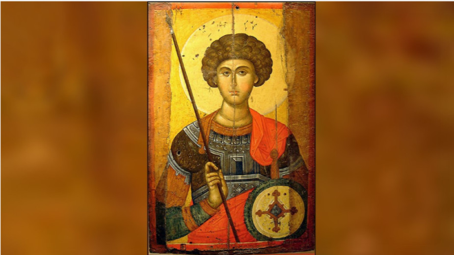 Византийска православна икона на св. Георги, ХІV в., Константинопол