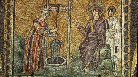 Беседата на Христос със самарянката, мозайка от VI в. от Равена