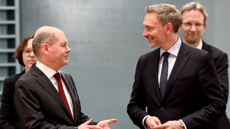 Германският канцлер Олаф Шолц (вляво) и финансовият министър Кристиан Линднер, архив.