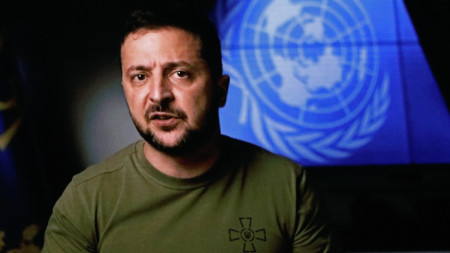 Кадър от видеообръщение Зеленски по време на Общото събрание на ООН в Ню Йорк, архив, 21 септември 2022 г.
