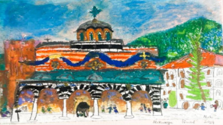 Първа награда: Александра Тихов, 9 г.- Училище „Българче“, Лондон – Великобритания / Рилски манастир 