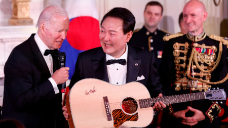 Джо Байдън с южнокорейския си колега Юн Сук-йол в Белия дом, 26 април 2023 г.