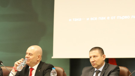Иван Гешев и Борислав Сарафов на пресконференция на СГП, архив, март 2023 г.