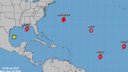 Карта на зараждащи се бури / урагани в Мексиканския залив