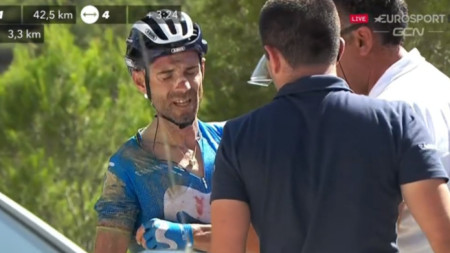 Колоездачът Алехандро Валверде бе принуден да напусне Обиколката на Испания