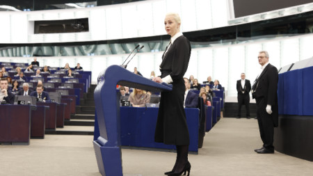 Юлия Навалная в Европейския парламент в Страсбург, 28 февруари 2024 г.