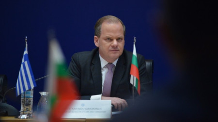 Гръцкият транспортен министър Костас Караманлис на среща с гостуващата българска делегация