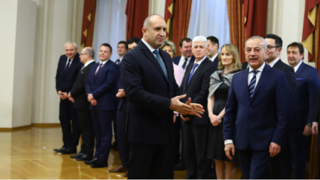 President Rumen Radev (front - left) and prime minister Galab Donev (next to Radev).
