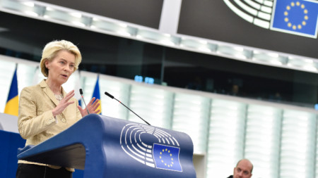 Урсула фон дер Лайен в Европейския парламент в Страсбург, 28 февруари 2024 г.