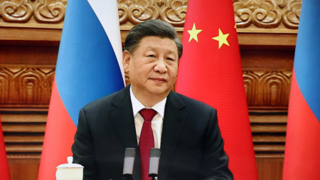 Китайският лидер Си Цзинпин по време на среща с руския си колега Владимир Путин чрез видеоконференция, 30 декември 2022 г.