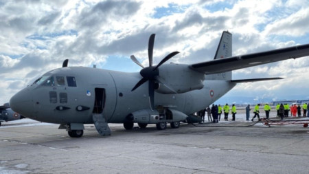 Two Spartan military transport aircraft flew the Bulgarian rescuers home last night, another team was flown out to replace them 