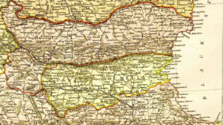 Карта на Княжество България и Източна Румелия преди Съединението