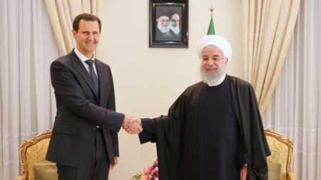 Башар Асад и Али Хаменей (вдясно) на срещата им в Техеран.