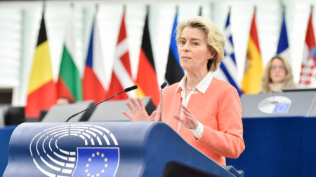 Урсула фон дер Лайен в Европарламента в Страбург, 12 март 2024 г.