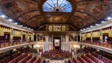 Пленарната зала на испанския парламент, архив.