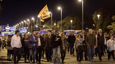 Кадър от протеста в Барселона на 30 октомври.  