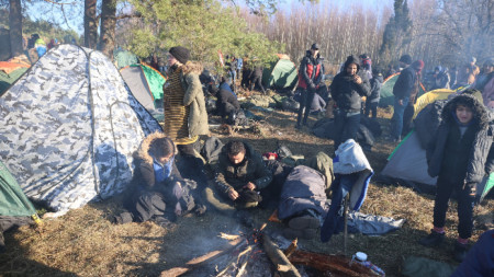 Мигранти на границата между Беларус и Полша, 9 ноември 2021 г.
