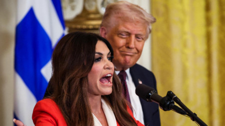 Кимбърли Гилфойл с Доналд Тръмп по време на тържество, посветено на Гърция, в Белия дом