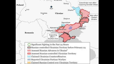 Военните действия в Украйна към 4-ти окомври, според Институтът за изследване на войната (ISW)