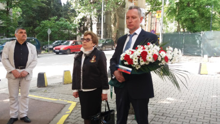Първият секретар на посолството на Русия Владимир Русяев на отбелязването на Деня на победата (9 май) в Стара Загора през 2018 г.