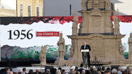 Министър-председателят на Унгария Виктор Орбан на възпоменателно събитие в град Веспрем - 67 години от въстанието срещу Съветите - 23 октомври 2023