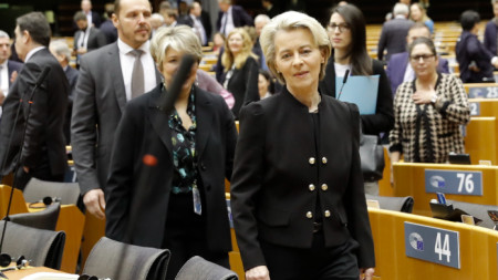 Председателката на ЕК Урсула фон дер Лайен  в Европейския парламент в Брюксел, 26 януари 2023 г. 