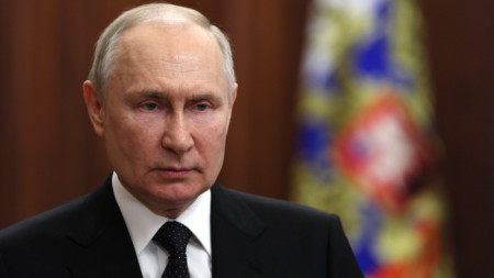 Руският президент Владимир Путин отправи телевизионно обръщение към нацията.  24 юни 2023 г.