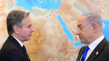 Държавният секретар на САЩ Антъни Блинкън (вляво) и министър-председателят на Израел Бенямин Нетаняху - Йерусалим, 7 февруари 2023