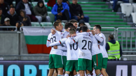 The Bulgarian national team rejoices after the victory