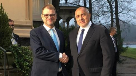 Министър-председателят Бойко Борисов и премиерът на  Финландия Юха Сипила на срещата им в Хелзинки.